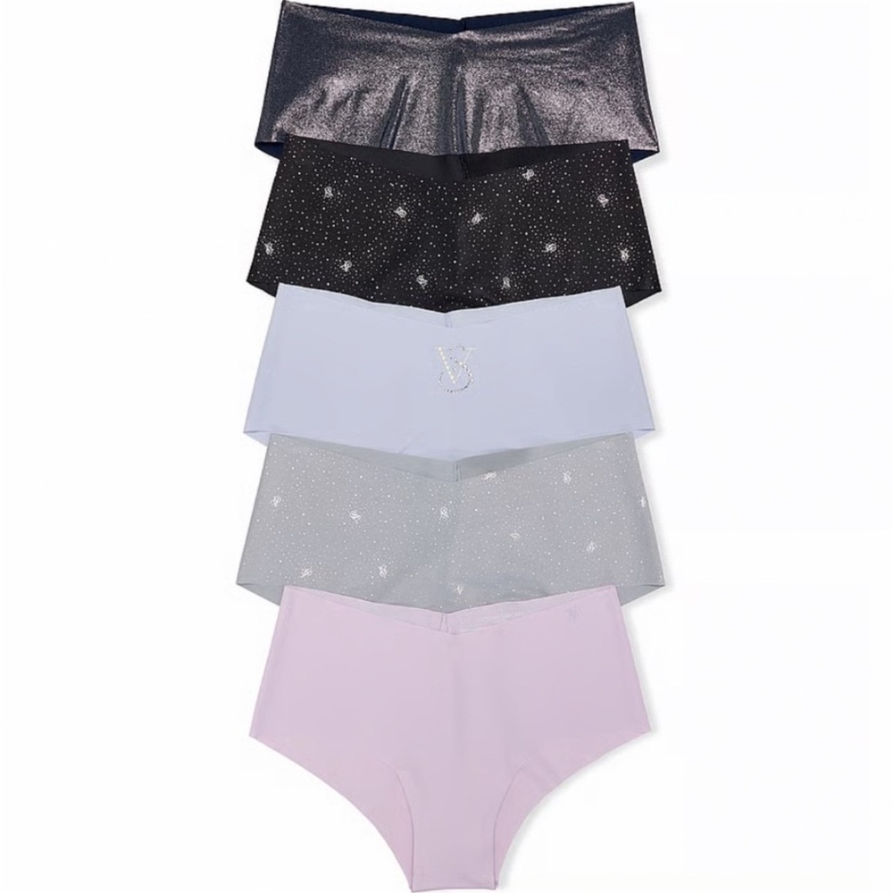 Victoria Secret Cheekster Panties 5 Pairs No Show Cheeky Panty Pack Logo Shine L